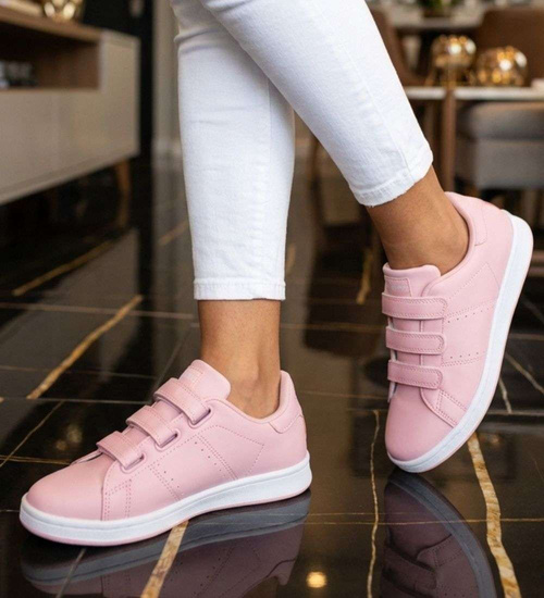 Snekaersy damskie różowe pastelowe na rzepy /E8-2 18697 T177/