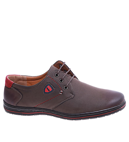 Sznurowane półbuty męskie Brązowe /A5-1 14678 T487/