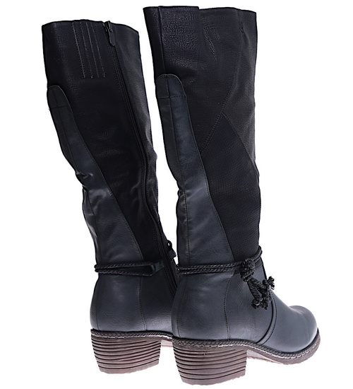 Ocieplane czarne kozaki damskie na niskim obcasie /F4-1 +h215271 T436/