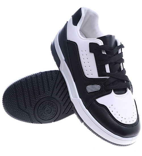 Czarno białe damskie buty sportowe /G5-2 14006 S372/