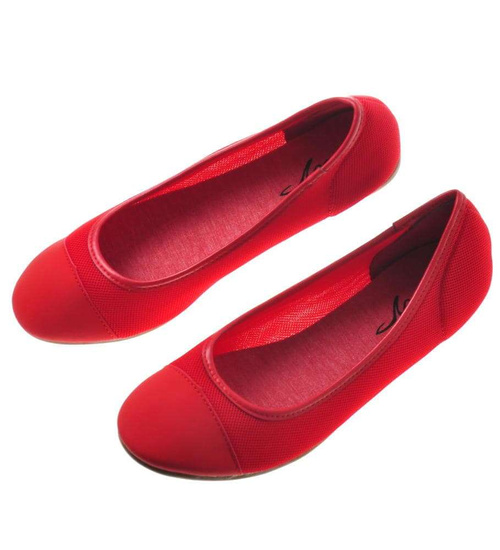 Czerwone balerinki w casualowym stylu /G3-1 8374 S098/
