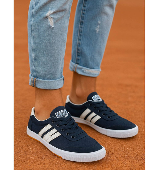 Chłopięce trampki halówki wiązane Granatowe /17972 G12-1 T9-22/