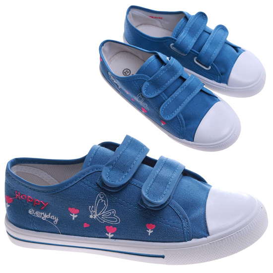 Dziewczęce niebieskie tenisówki na rzepy /B5-1 17453 T188/