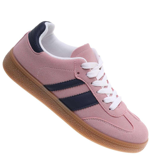 Pastelowe różowe sneakersy damskie /D4-3 18713 T444/