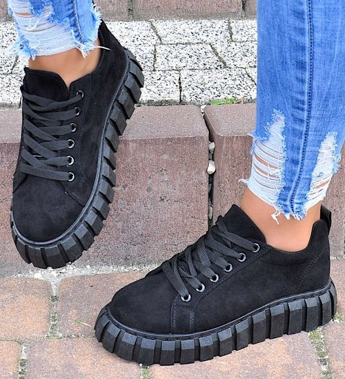 Czarne trampki creepersy na platformie /D7-3 15555 S230/ Czarne trampki creepersy na platformie /D7-3 15555 S230/