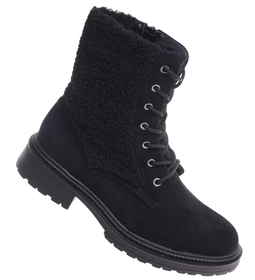 Zimowe botki trapery czarne /F3-2 18502 T440/