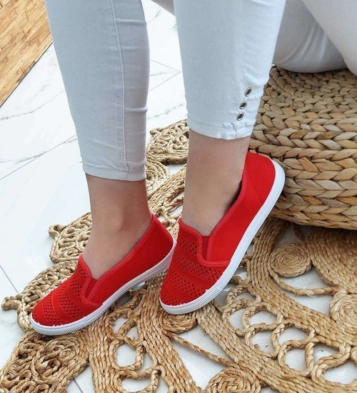 Ażurowe damskie tenisówki Czerwone /A6-2 8900 S154/ Ażurowe damskie tenisówki Czerwone /A6-2 8900 S154/