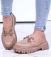 Wiosenne loafersy damskie półbuty na platformie Khaki /D8-1 15487 T336/