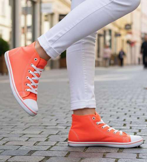 Pomarańczowe trampki damskie /F1-1 7408 S094/