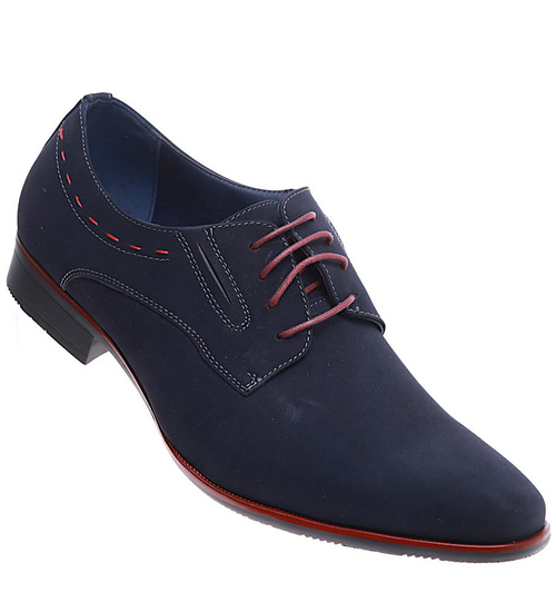 Sznurowane granatowe półbuty męskie /E9-2 15872 S491/