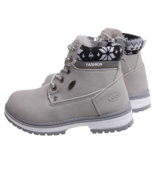 Ocieplane szare botki trapery dziewczęce /G1-2 18294 T384/
