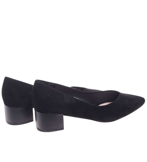 Czarne czółenka na niskim obcasie Pointy Toe /F5-3 18807 T381/