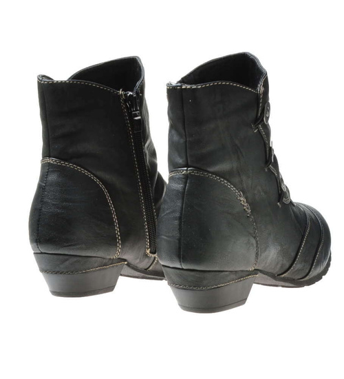 Czarne ocieplane botki z guzikami /D8-3 6750 S290/