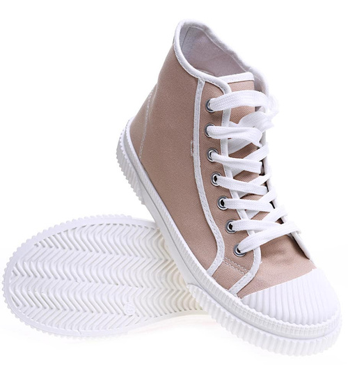 Wysokie sznurowane trampki damskie Khaki /G3-3 15689 T134/