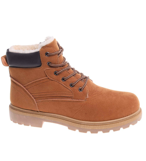 Zimowe karmelowe ocieplane trapery męskie /E3-3 18355 T489/