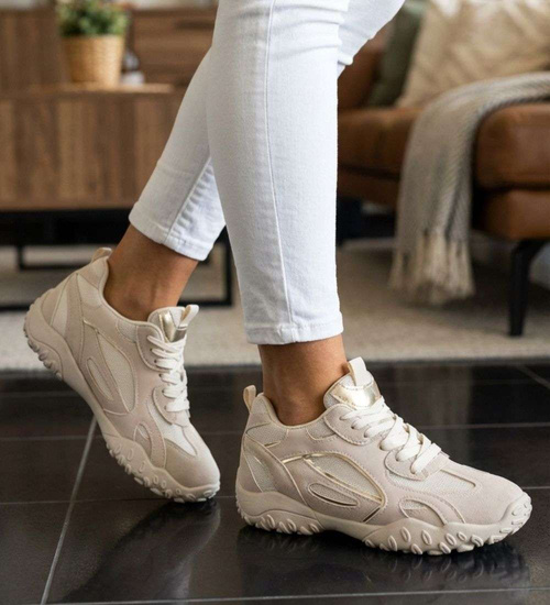 Beżowe buty sportowe sneakersy /C6-3 18822 W298/