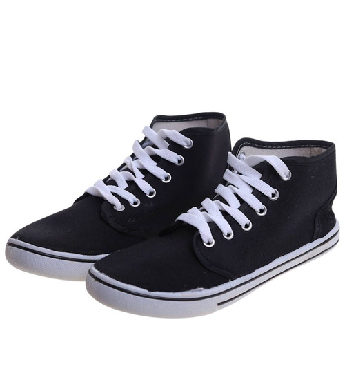 Wysokie trampki damskie Czarne /A5-3 13874 S097/