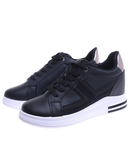 Czarne trampki sneakersy na koturnie /D6-2 13963 G312/