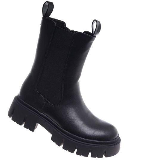 Ocieplane czarne botki na platformie /H2 J5-2 18377 T386/