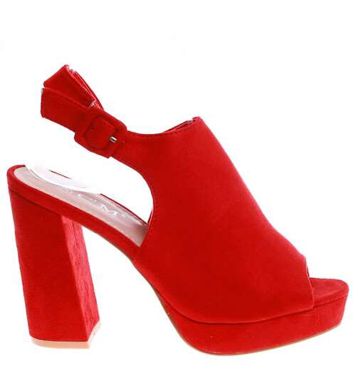 Kobiece sandały na słupku CZERWONE /H2-B1-2 6001 S197/ Kobiece sandały na słupku CZERWONE /H2-B1-2 6001 S197/