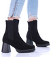 Czarne zamszowe botki damskie na obcasie /G2-2 17070 G324/