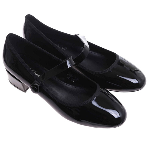 Czarne czółenka z paskiem na niskim obcasie /C2-2 17731 W187/