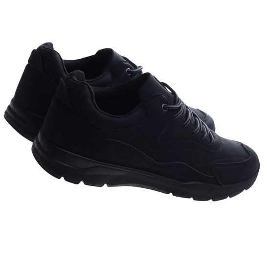 Czarne sznurowane męskie buty sportowe /A9-3 17359 T385/