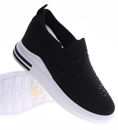 Czarne trampki sneakersy na koturnie /E8-2 16891 T284/