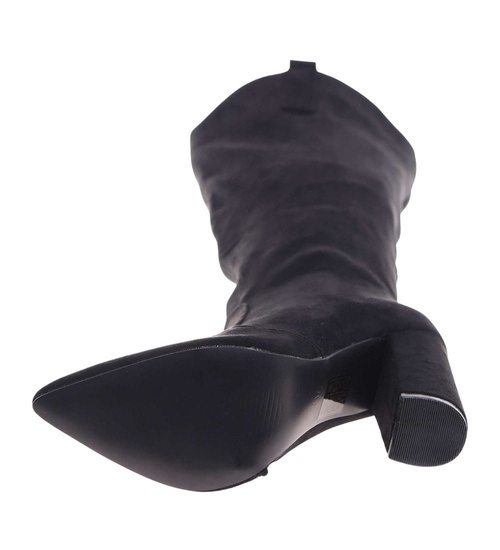 Klasyczne czarne kozaki damskie do kolan /F5-1 18341 T563/