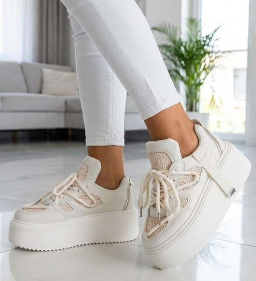 Beżowe trampki na platformie Seastar /G7-1 17345 S587/