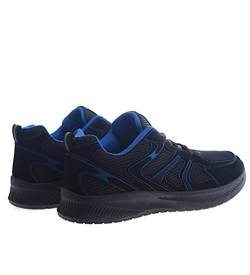 Lekkie sznurowane męskie buty sportowe Czarne /C7-2 13299 T389/