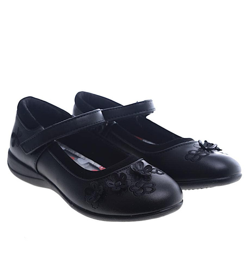 Dziewczęce czarne balerinki z paskiem /A6-2 8439 S009/