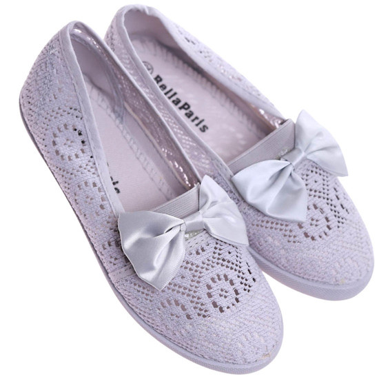 Ażurowe szare baleriny dziewczęce /E10-1 1953 T6/