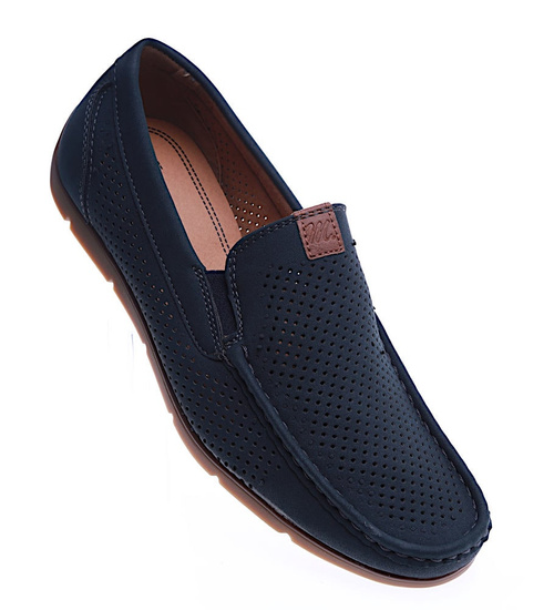 Męskie półbuty mokasyny Granatowe /B1-1 14213 S398/