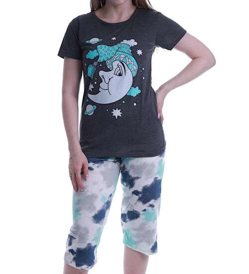 Szara damska piżama z księżycem /H2-K43 P79 S195/ Szara damska piżama z księżycem /H2-K43 P79 S195/