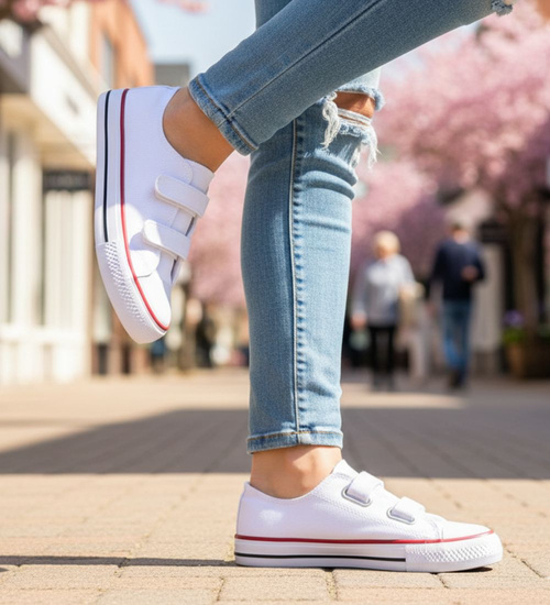 Białe tenisówki dla dziewczynki na rzepy /E7-2  18636 T286/