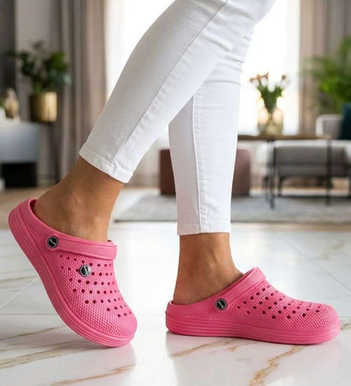 Wodoodporne różowe kryte klapki damskie ażurowe /H2 18645 S185/