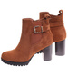 Botki damskie na obcasie Karmelowe /G3-3 18265 W327/