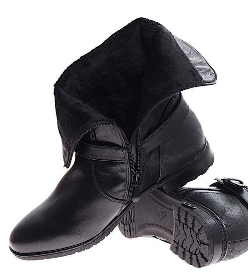 Wysokie czarne botki damskie /J5-3 16947 T230/