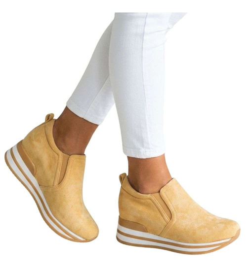 Zamszowe trampki sneakersy na koturnie /D5-3 18661 T10-5/