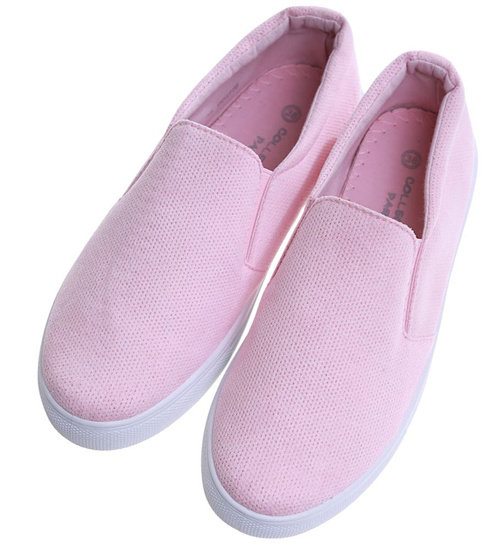 Wsuwane pastelowe trampki damskie slip on Różowe /G8-2 13607 T171/