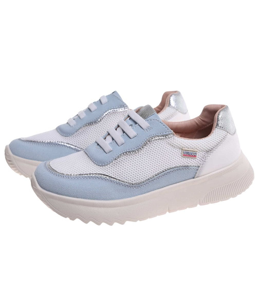 Sznurowane sportowe buty damskie niebieskie /J6-2 18472 W12-3/