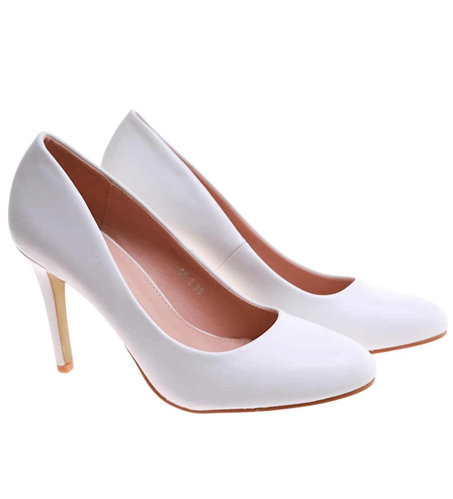 Białe czółenka damskie na szpilce /D3-3 17484 G157/