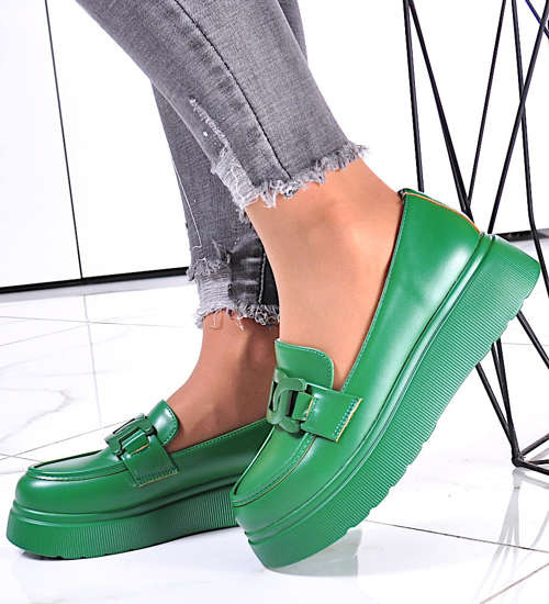 Zielone półbuty oxfordy na platformie 12310 /A10-3 2052-207 T695/