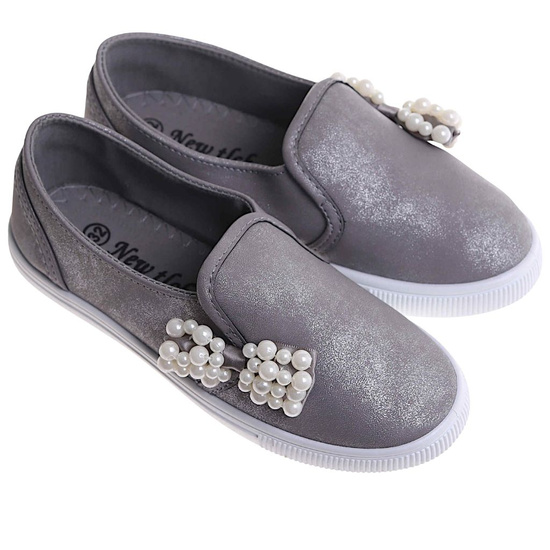 Tenisówki dziewczęce Wsuwane szare trampki /F5-2 17852 T111/