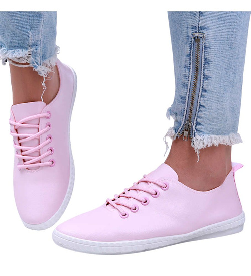 Różowe tenisówki damskie z miękkiego materiału /D6-2 15812 T134/