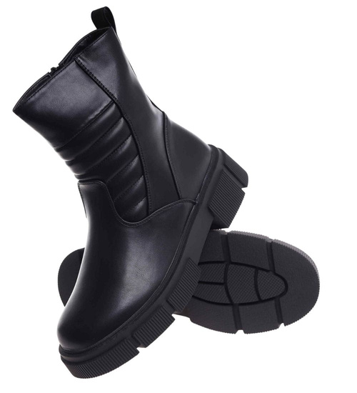 Czarne wysokie botki na platformie /J4-4 H2 18441 W188/