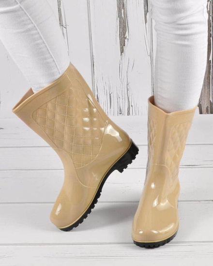 Pikowane kalosze gumiaki gumowce BEŻOWE /G3-1 3440 S298/