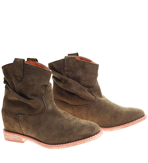 Botki damskie Lekko ocieplone Khaki /G6-2+H2 16899 T184/