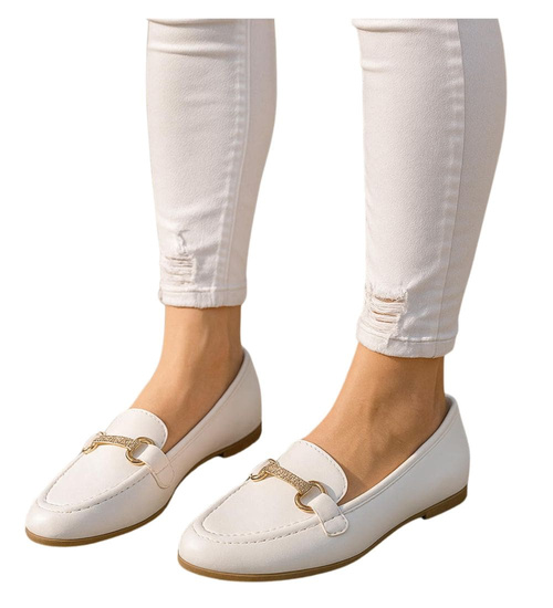 Wsuwane białe baleriny lordsy /H2 18479 W7-38/